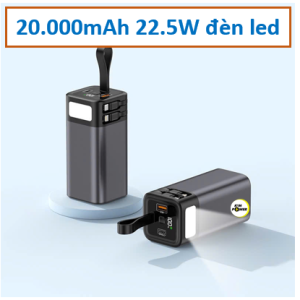 Sạc dự phòng 20.000mAh KimPower 22.5W, sạc nhanh đèn led
